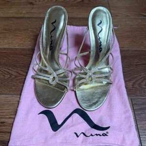 Nina Shimmering Gold Strappy Sandals